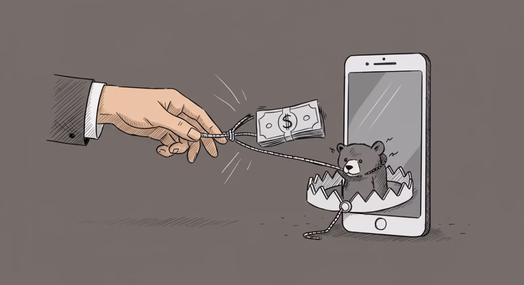 입금 전 딱 1분! 이 7가지만 확인하면 중고나라 사기 99% 막습니다 4 함정을 파놓고 걸리기를 기다리는 모습을 형상화