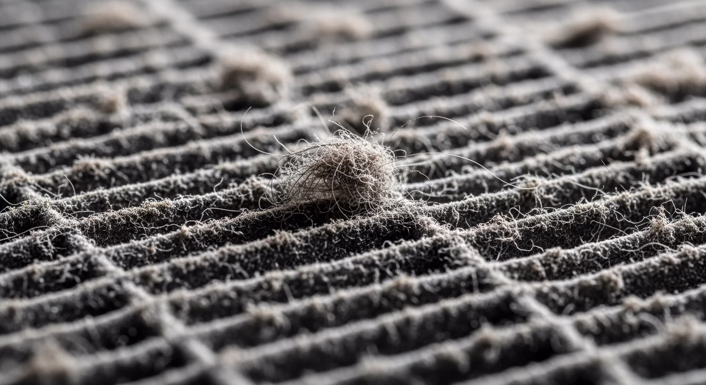 공기청정기 필터 교체 시기, 빨간불 무시하면 안 되는 이유와 초간단 셀프 교체법 3 수명을 다해 각종 먼지와 오염물질로 새까맣게 막혀버린 공기청정기 헤파 필터의 클로즈업 이미지.